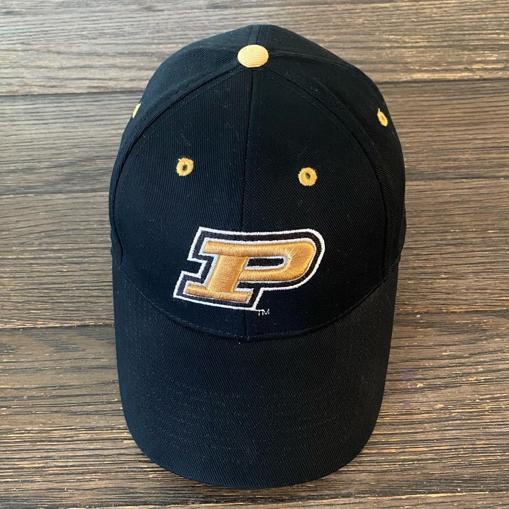 Purdue University Hat Cap Adjustable Black Gold Boilermakers Indiana Sports EUC